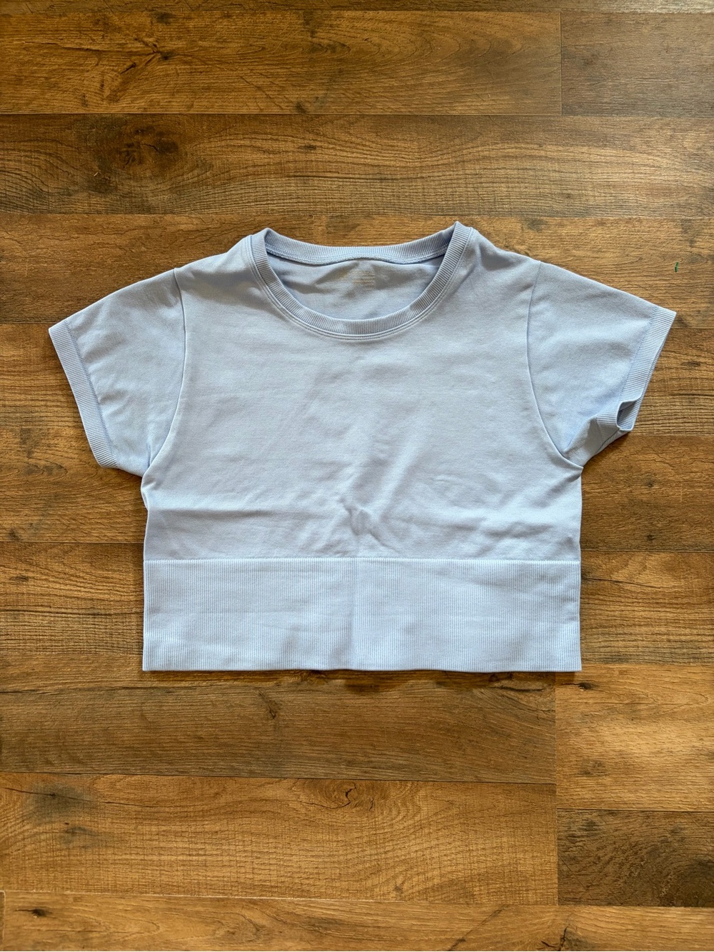 OFFLINE by Aerie Cropped Crewneck Tee in Light Blue